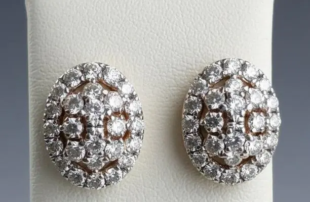 Starlight Dome" 18K White Gold Diamond Pave Cluster Stud Earrings (0.32ct DWT)
