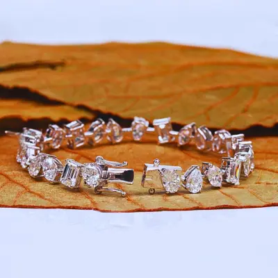 Multi-Shaped Lab Grown Diamonds Tennis Bracelet