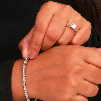 Round Cut Lab Grown Diamond Tennis Bracelet