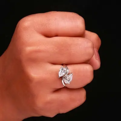 Pear Cut Toi Et Moi Lab Grown Diamond Ring