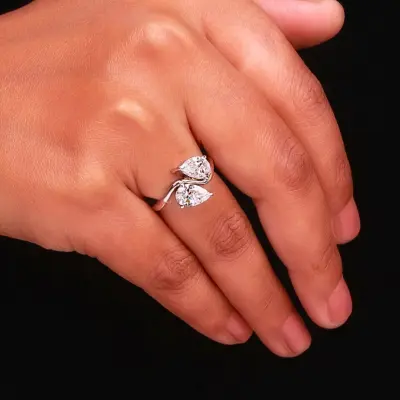 Pear Cut Toi Et Moi Lab Grown Diamond Ring
