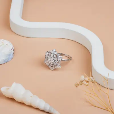 Brilliant Pear & Round Cut Cluster Floral Lab Diamond Ring
