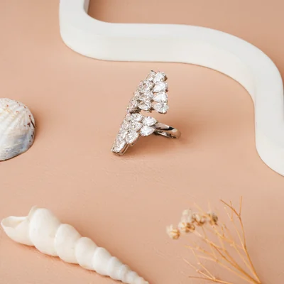 Pear-cut Lab-grown Diamond Bypass Ring