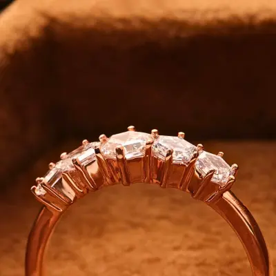 Hexagon Diamond Wedding Band