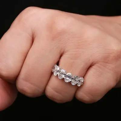 3.50 CT Oval Lab Grown Diamond Half Eternity Band
