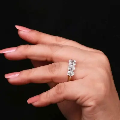 3.50 CT Oval Lab Grown Diamond Half Eternity Band