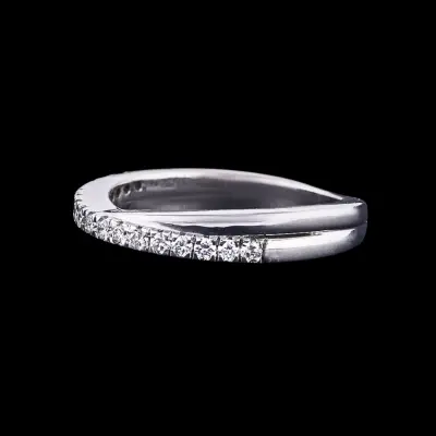Sleek Curved Diamond Crossover Wedding Ring