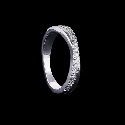 Sleek Curved Diamond Crossover Wedding Ring