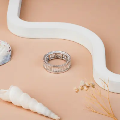 Baguette Lab-Grown Diamond Full Eternity Wedding Band