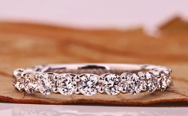 Round Cut Half Eternity Lab Grown Diamond Wedding Band
