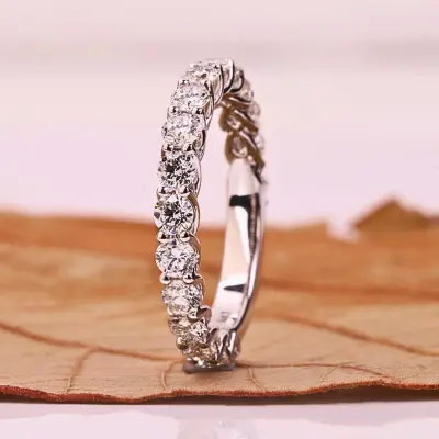 Round Cut Half Eternity Lab Grown Diamond Wedding Band