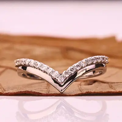 Curved Diamond Wedding Band