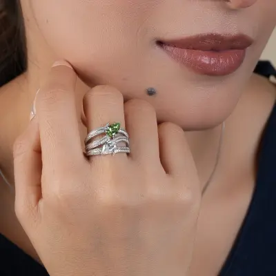 Crossover Multi Layered Pear Cut Diamond Cocktail Ring