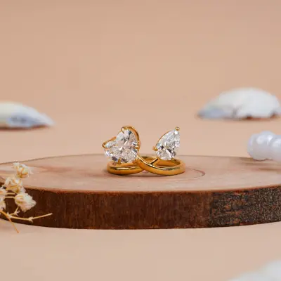 Heart & Pear Cut Diamond Toi-et-Moi Ring for Women