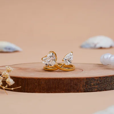 Heart & Pear Cut Diamond Toi-et-Moi Ring for Women