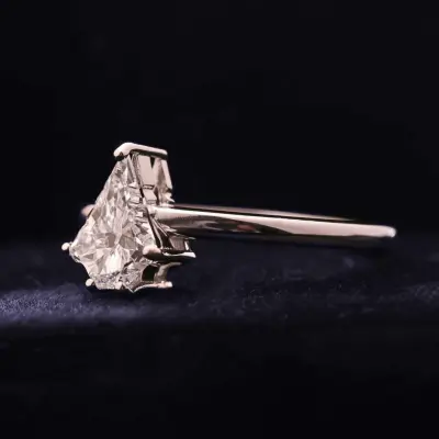 Unique Christmas Tree Cut Diamond Solitaire Ring