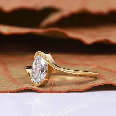 Oval Cut Lab Grown Diamond Bypass Engagement Ring