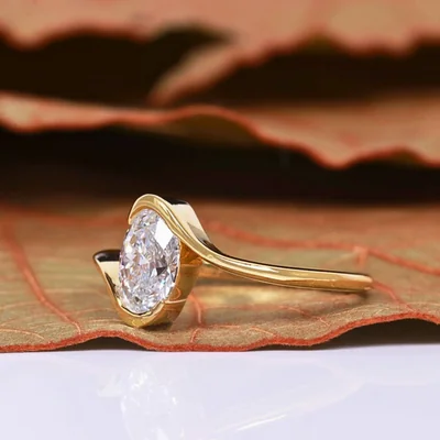 Oval Cut Lab Grown Diamond Bypass Engagement Ring