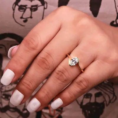 Oval Cut Lab Grown Diamond Bypass Engagement Ring