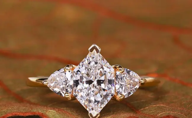 Dutch Marquise Cut Three Stone Lab Grown Diamond Engagement Ring