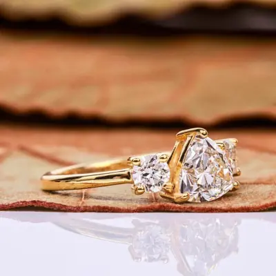 Trillion Cut Three Stone Lab Grown Diamond Engagement Ring