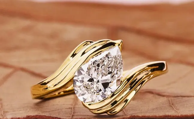 Pear Cut Lab Grown Diamond Bypass Ring