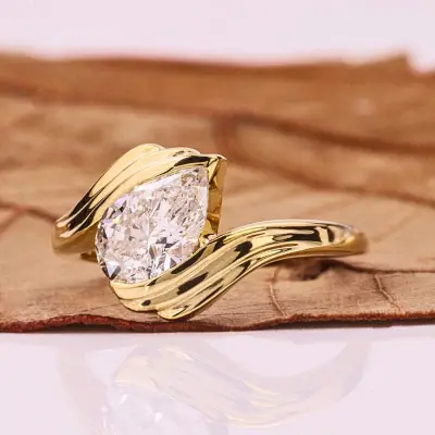 Pear Cut Lab Grown Diamond Bypass Ring