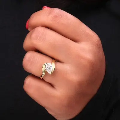 Pear Cut Lab Grown Diamond Bypass Ring