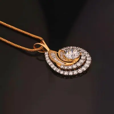 Luxury 3 Carat Lab Grown Diamond Halo Pendant with Round & Baguette Diamonds