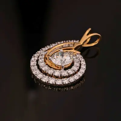 Luxury 3 Carat Lab Grown Diamond Halo Pendant with Round & Baguette Diamonds