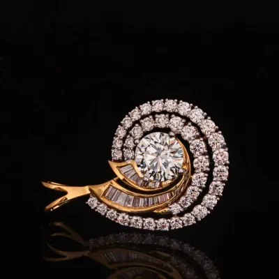 Luxury 3 Carat Lab Grown Diamond Halo Pendant with Round & Baguette Diamonds
