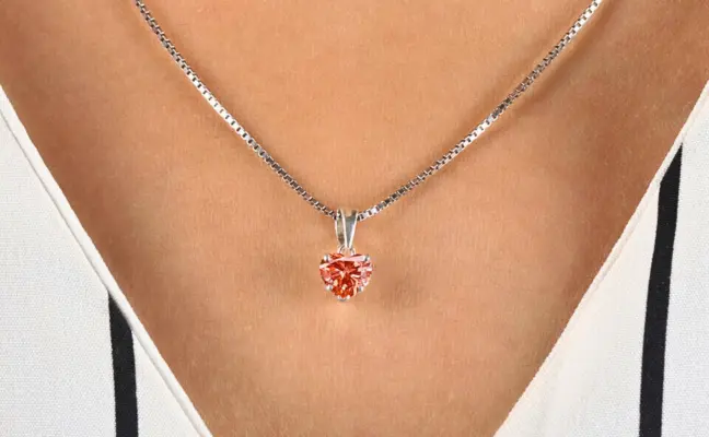 Vivid Red Heart Shape Lab Grown Diamond Pendant