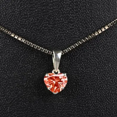 Vivid Red Heart Shape Lab Grown Diamond Pendant