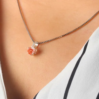 Vivid Red Heart Shape Lab Grown Diamond Pendant