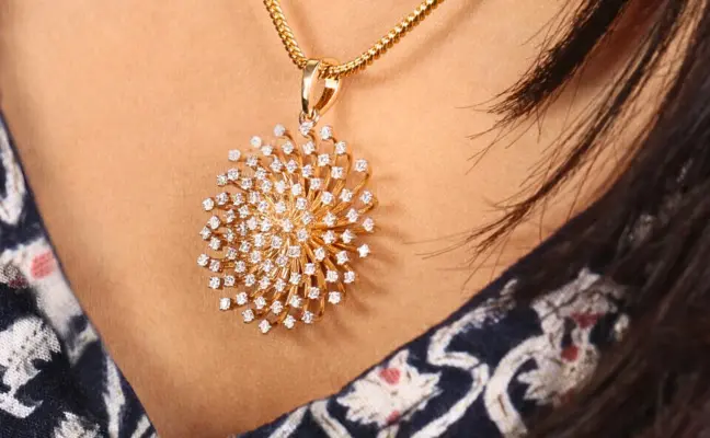 Round Cut Lab Grown Diamond Floral Swirl Pendant