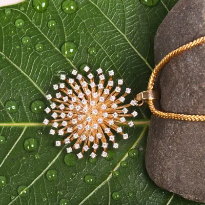 Round Cut Lab Grown Diamond Floral Swirl Pendant