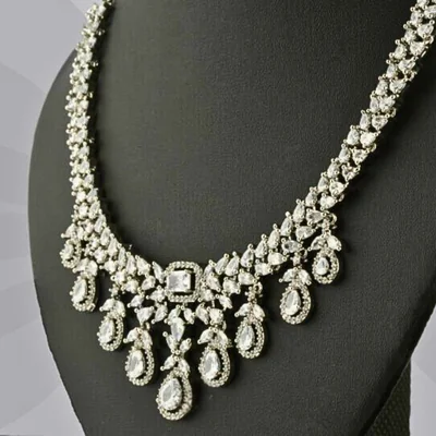 Statement Pear Drop Lab Grown Diamond Necklace & Earrings Set