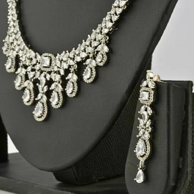 Statement Pear Drop Lab Grown Diamond Necklace & Earrings Set