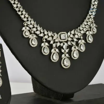 Statement Pear Drop Lab Grown Diamond Necklace & Earrings Set