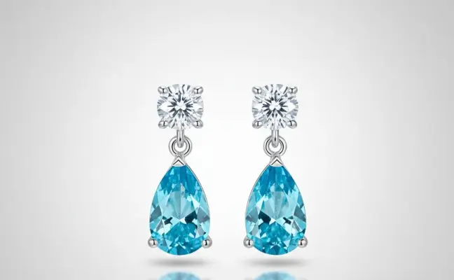 Azure Droplet Diamond Earrings