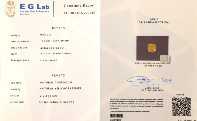 Ceylon Origin Vivid Yellow Sapphire