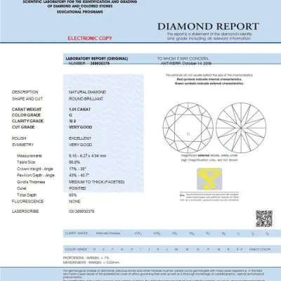 1.01 Carat Round Natural Diamond Solitaire Ring