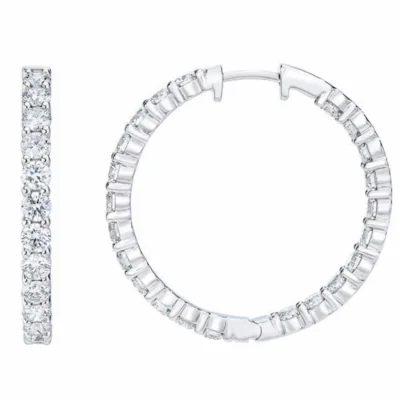 Round Brilliant 4.00 ctw VS2 Clarity, I-J Color Diamond 14kt White Gold Inside Outside Hoop Earrings