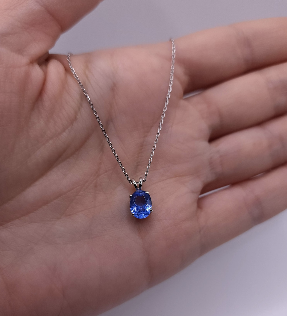CaratX 14Kt Gold Tanzanite Necklace, Tanzanite Pendant, Oval Necklace, December Birthstone Necklace