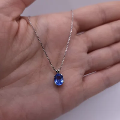 CaratX 14Kt Gold Tanzanite Necklace, Tanzanite Pendant, Oval Necklace, December Birthstone Necklace
