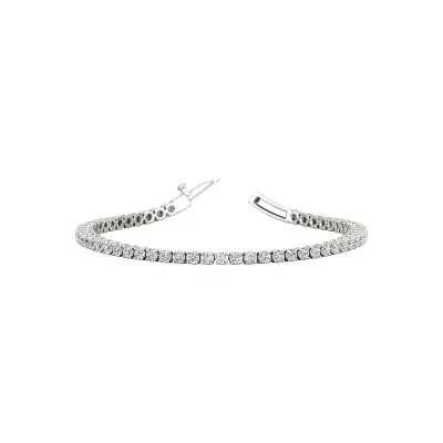 Four Prong 2.5 CT TW Natural Diamond Tennis Bracelet