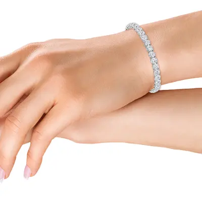 Four Prong 11 CT TW Natural Diamond Tennis Bracelet