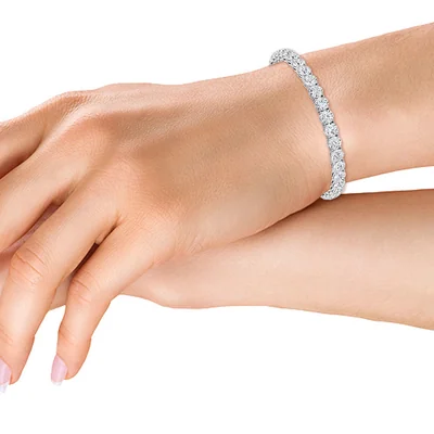 Four Prong 12 CT TW Natural Diamond Tennis Bracelet