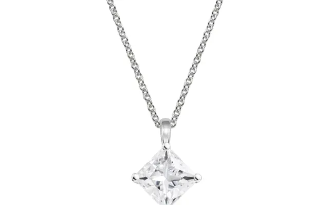 Prong-Set, Floating 1.00 Carat Princes Cut Solitaire Pendant