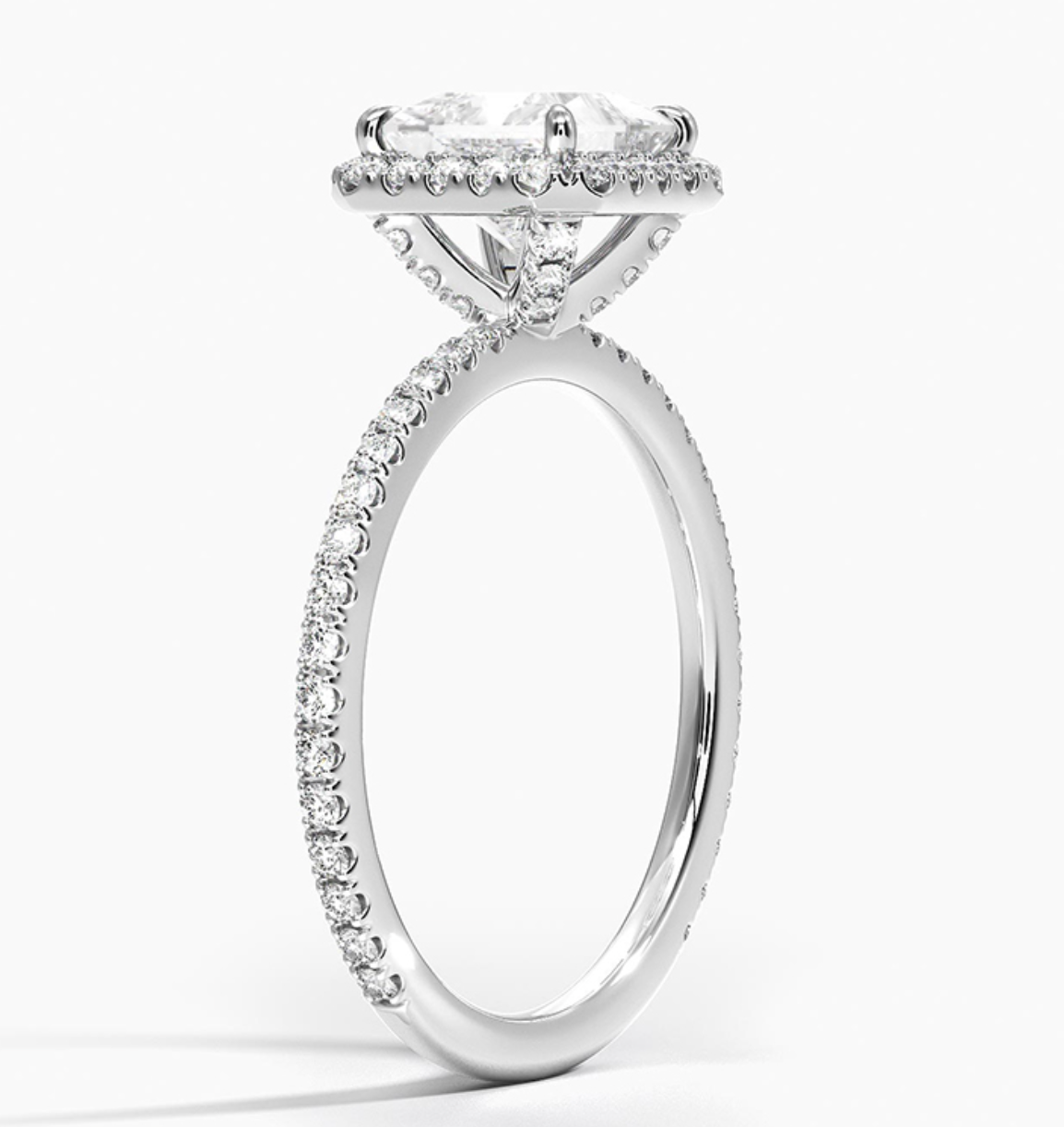 2.5 Carat Princess Cut Halo Ring in White Gold